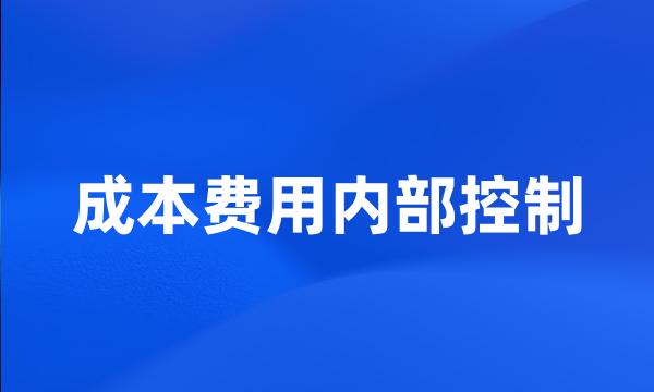 成本费用内部控制