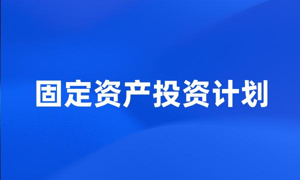 固定资产投资计划