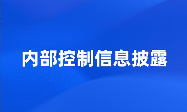 内部控制信息披露