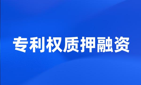 专利权质押融资