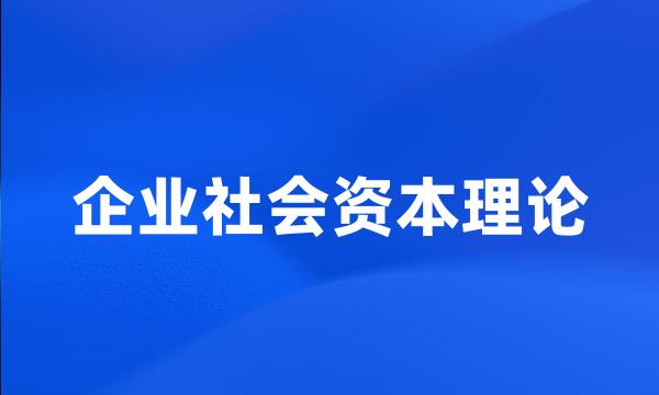 企业社会资本理论