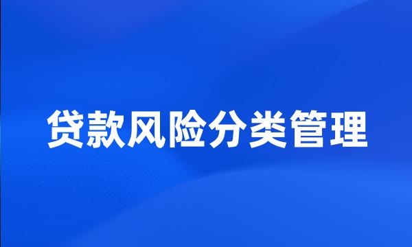 贷款风险分类管理