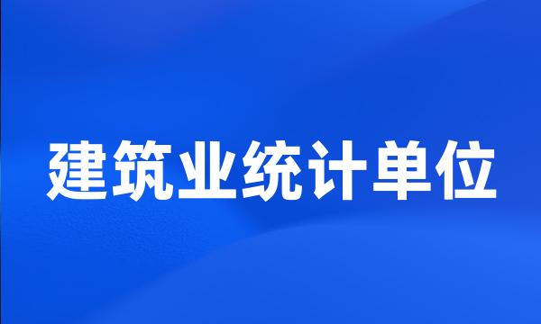 建筑业统计单位