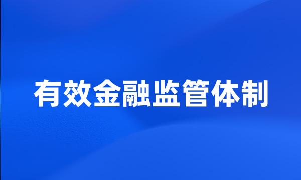 有效金融监管体制