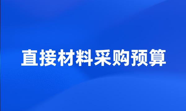 直接材料采购预算