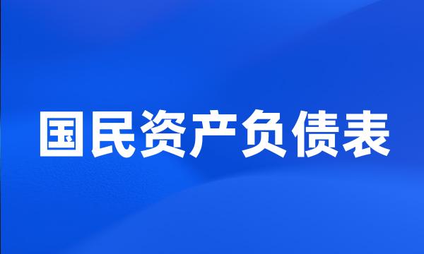 国民资产负债表