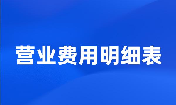 营业费用明细表