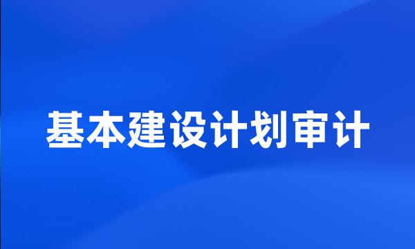 基本建设计划审计