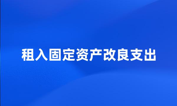 租入固定资产改良支出