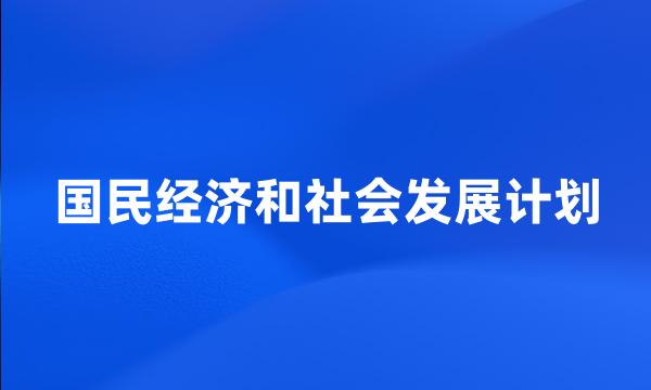 国民经济和社会发展计划