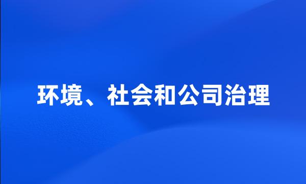 环境、社会和公司治理