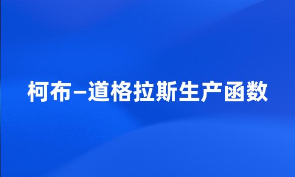 柯布—道格拉斯生产函数