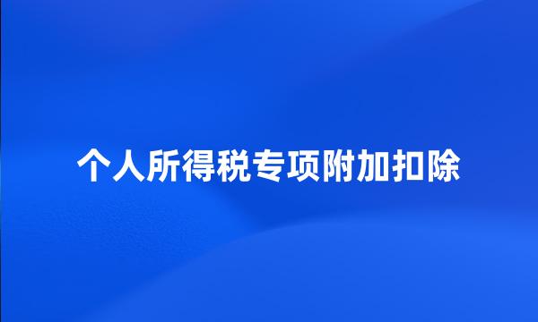 个人所得税专项附加扣除