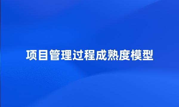 项目管理过程成熟度模型