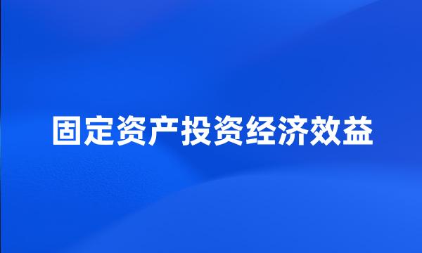 固定资产投资经济效益