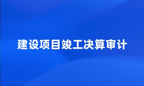 建设项目竣工决算审计