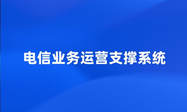 电信业务运营支撑系统