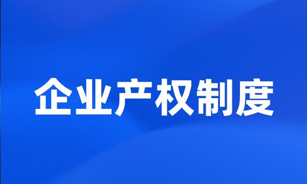 企业产权制度