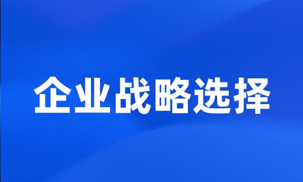 企业战略选择