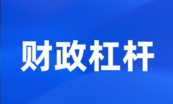 财政杠杆