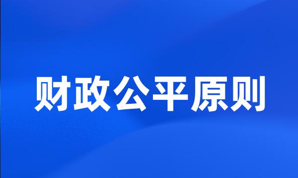 财政公平原则