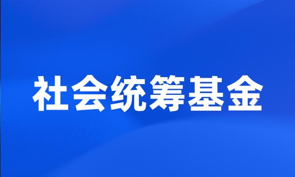 社会统筹基金