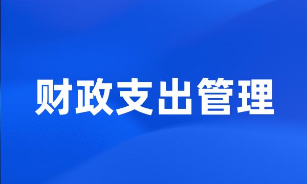 财政支出管理