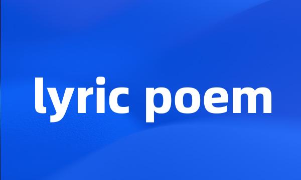 lyric poem