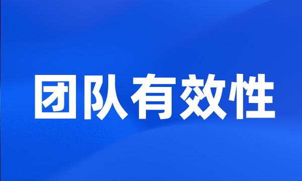 团队有效性