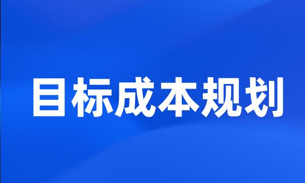 目标成本规划