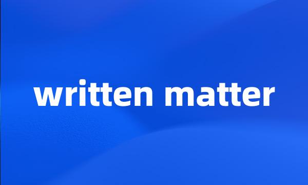 written matter