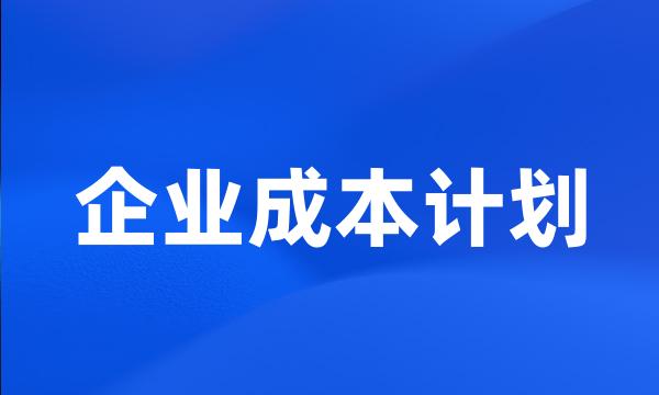 企业成本计划