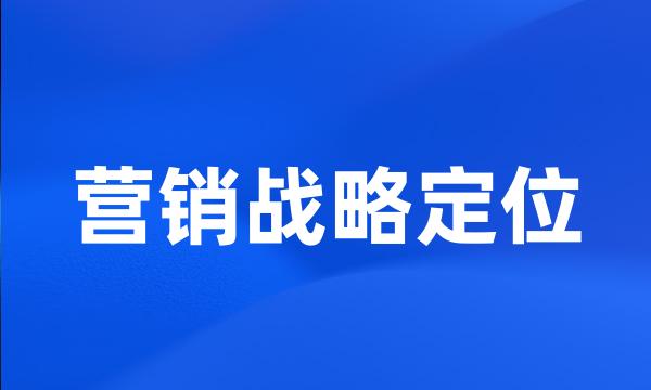 营销战略定位