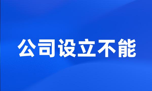 公司设立不能