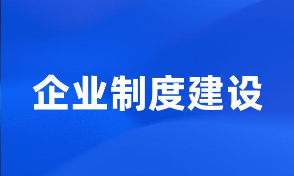 企业制度建设