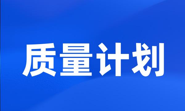 质量计划