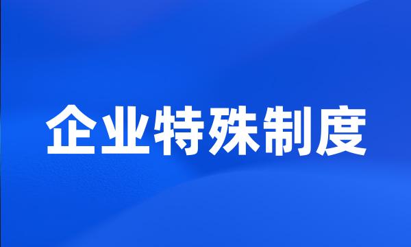 企业特殊制度