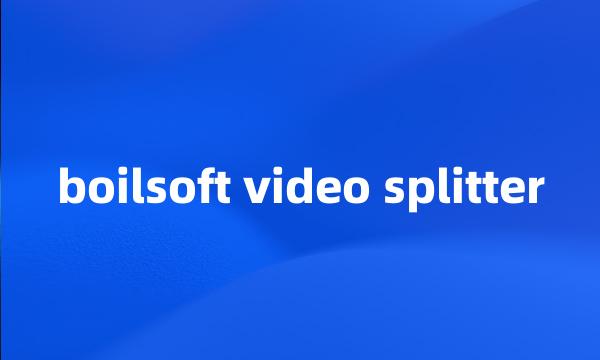 boilsoft video splitter