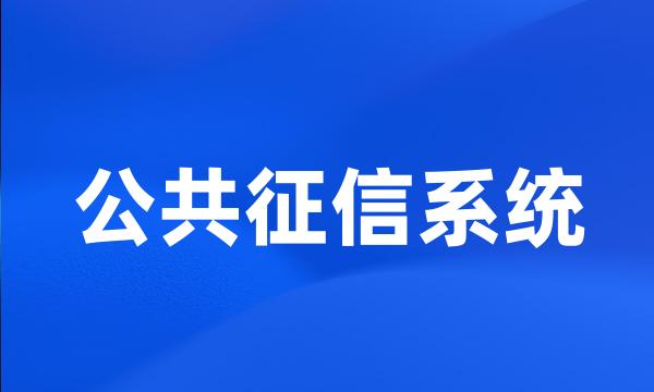 公共征信系统