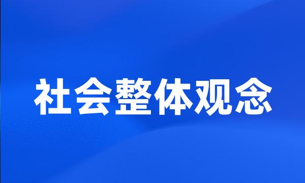 社会整体观念