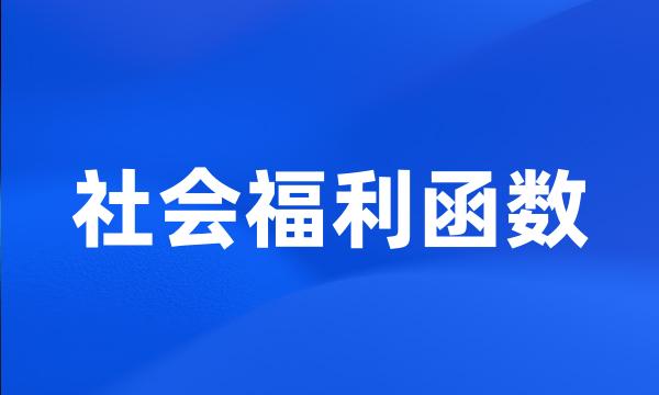 社会福利函数