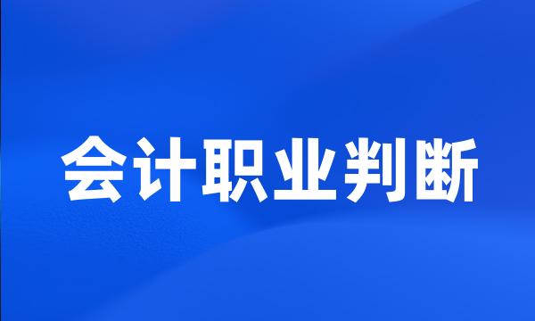 会计职业判断