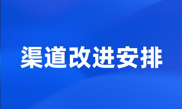 渠道改进安排