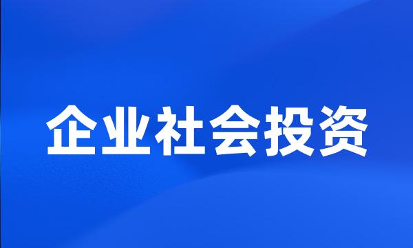 企业社会投资