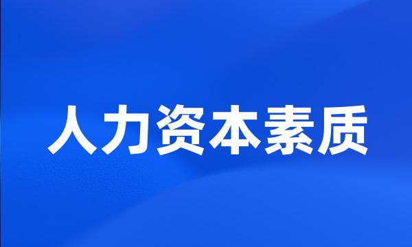 人力资本素质