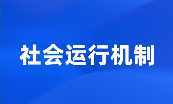 社会运行机制