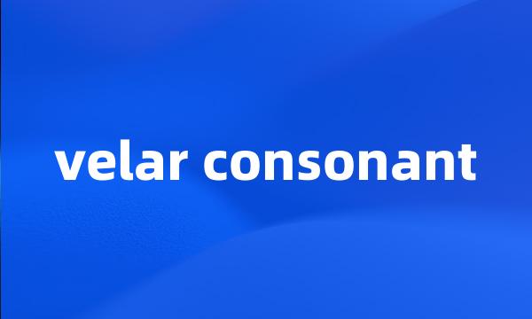 velar consonant