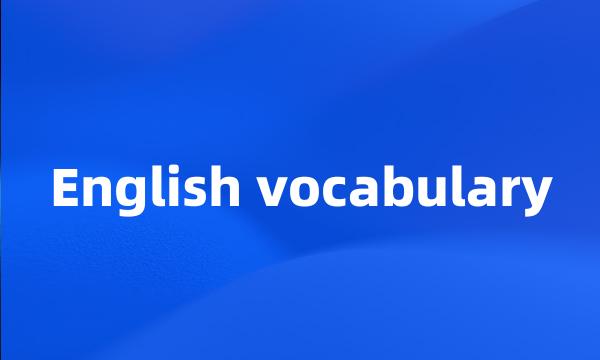 English vocabulary