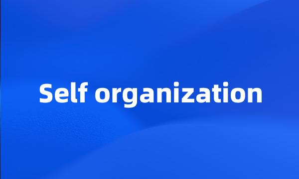 Self organization