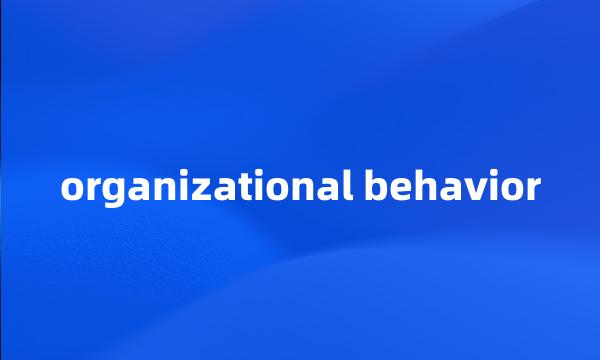 organizational behavior